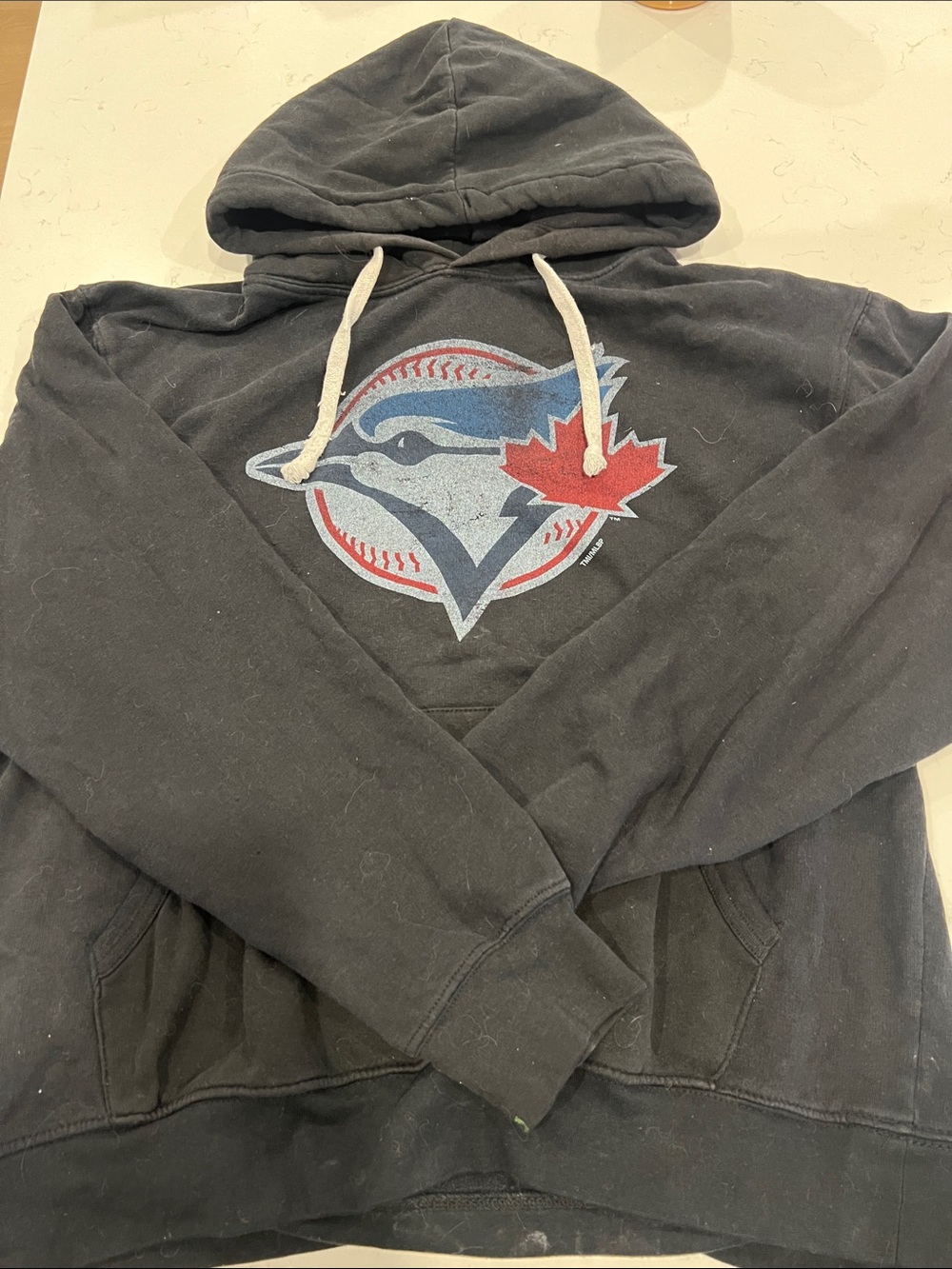 Genuine Merchandise Black Hoodie with Blue and Red Logo